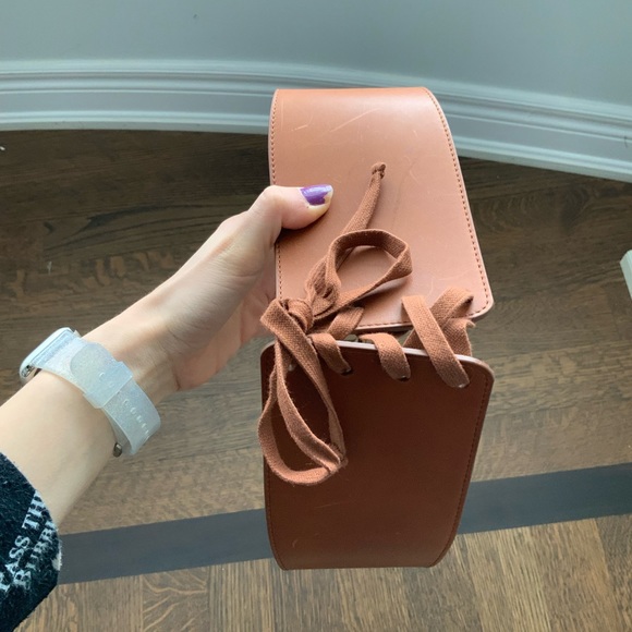 BABATON ARITZIA Smooth Leather Brown Lace Corset Thick Belt Women’s Size Small - Picture 4 of 16